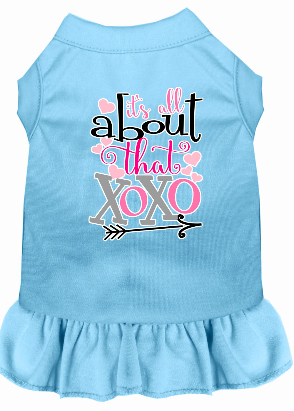 All about the XOXO Screen Print Dog Dress Baby Blue 4X